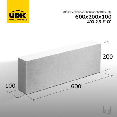Газобетон UDK 100х200х600мм, 150шт